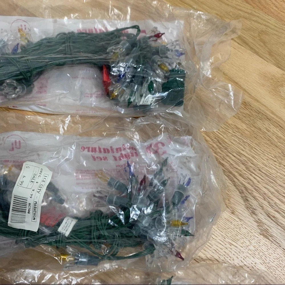 Vintage Flower Petal Reflector Christmas Lights 3 Sets Multi Color NEW Deadstock